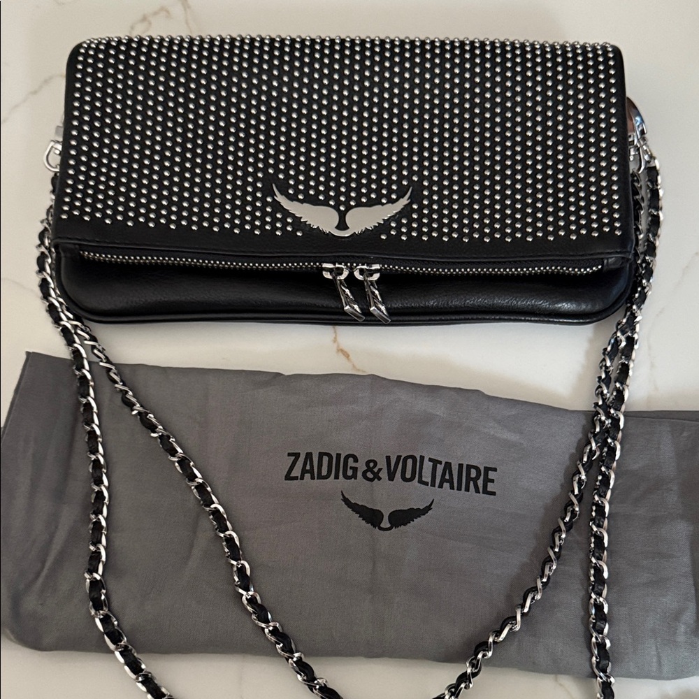 Zadig & Voltaire Black and Silver Studded Crossbody Bag - Unique & Rare